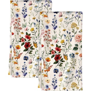image:imageMiss Adola Flour Sack Kitchen Towels  Set of 2 Spring Dish Towels with Hanging Loop 18x26 Inch Absorbent Reusable Cotton Cloths for Cleaning Cute Design Home Decorative Housewarming Vintage FlowerVintage Flower