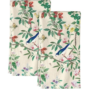 image:imageMiss Adola Flour Sack Kitchen Towels  Set of 2 Spring Dish Towels with Hanging Loop 18x26 Inch Absorbent Reusable Cotton Cloths for Cleaning Cute Design Home Decorative Housewarming Vintage FlowerLeaf Flower Bird