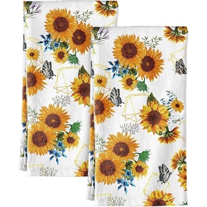 image:imageMiss Adola Flour Sack Kitchen Towels  Set of 2 Spring Dish Towels with Hanging Loop 18x26 Inch Absorbent Reusable Cotton Cloths for Cleaning Cute Design Home Decorative Housewarming Vintage FlowerSunflower