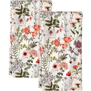 image:imageMiss Adola Flour Sack Kitchen Towels Set of 218x26 Cotton Dish Towels with Hanging Loop Reusable Tea Towel for Cleaning Spring Absorbent Dishcloths Cute Home Decor Housewarming Lemon BirdsFlower Shrubs