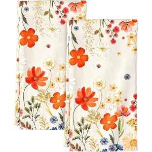 image:imageMiss Adola Flour Sack Kitchen Towels Set of 218x26 Cotton Dish Towels with Hanging Loop Reusable Tea Towel for Cleaning Spring Absorbent Dishcloths Cute Home Decor Housewarming Lemon BirdsRed Flower