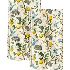 image:imageMiss Adola Flour Sack Kitchen Towels Set of 218x26 Cotton Dish Towels with Hanging Loop Reusable Tea Towel for Cleaning Spring Absorbent Dishcloths Cute Home Decor Housewarming Lemon BirdsLemon Bird
