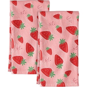 image:imageMiss Adola Flour Sack Kitchen Towels Set of 218x26 Cotton Dish Towels with Hanging Loop Reusable Tea Towel for Cleaning Spring Absorbent Dishcloths Cute Home Decor Housewarming Lemon BirdsLine Strawberry