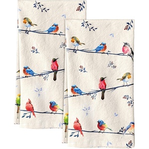 image:imageMiss Adola Flour Sack Kitchen Towels Set of 218x26 Cotton Dish Towels with Hanging Loop Reusable Tea Towel for Cleaning Spring Absorbent Dishcloths Cute Home Decor Housewarming Lemon BirdsWatercolor Bird
