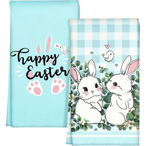 image:imageMiss Adola Microfiber Kitchen Towels  Set of 2 Dish Towels for Kitchen 18 x 26 Inch Home Decoration Red Flower Grass Cute Spring Hand Towels Soft amp Absorbent Aesthetic DesignRabbit Flower