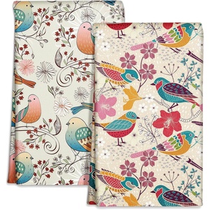 image:imageMiss Adola Microfiber Kitchen Towels  Set of 2 Dish Towels for Kitchen 18 x 26 Inch Home Decoration Red Flower Grass Cute Spring Hand Towels Soft amp Absorbent Aesthetic DesignFloral Bird