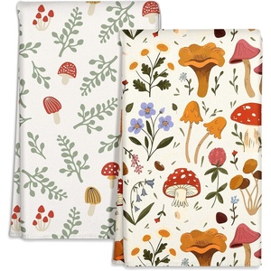 image:imageMiss Adola Microfiber Kitchen Towels  Set of 2 Dish Towels for Kitchen 18 x 26 Inch Home Decoration Red Flower Grass Cute Spring Hand Towels Soft amp Absorbent Aesthetic DesignMushroom Leaf