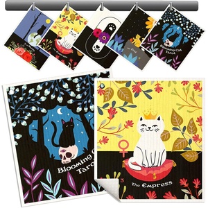 image:imageMiss Adola Swedish Dishcloths for Kitchen  5 Pack Reusable Dish Cloths for Washing Dishes Absorbent Cute Funny Kitchen Towels Cleaning Sponge Animal ForestNew Cat