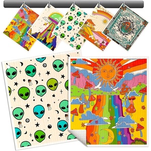 image:imageMiss Adola Swedish Dishcloths for Kitchen  5 Pack Reusable Dish Cloths for Washing Dishes Absorbent Cute Funny Kitchen Towels Cleaning Sponge Animal ForestAlien