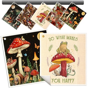 image:imageMiss Adola Swedish Dishcloths for Kitchen  5 Pack Reusable Dish Cloths for Washing Dishes Absorbent Cute Funny Kitchen Towels Cleaning Sponge Animal ForestMushroom Frog