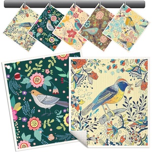 image:imageMiss Adola Swedish Dishcloths for Kitchen  5 Pack Reusable Dish Cloths for Washing Dishes Absorbent Cute Funny Kitchen Towels Cleaning Sponge Animal ForestFlower Bird