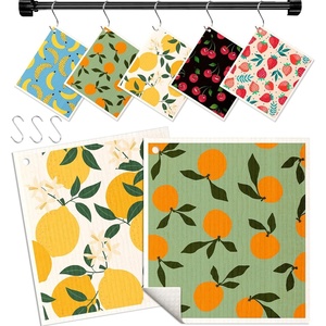 image:imageMiss Adola Swedish Dishcloths for Kitchen with Hooks  Reusable Dish Cloths for Washing Dishes Fast Drying Cute Fun 5 Pack Swedish Dish Towels Washable Cleaning Sponge Black CatsFruit