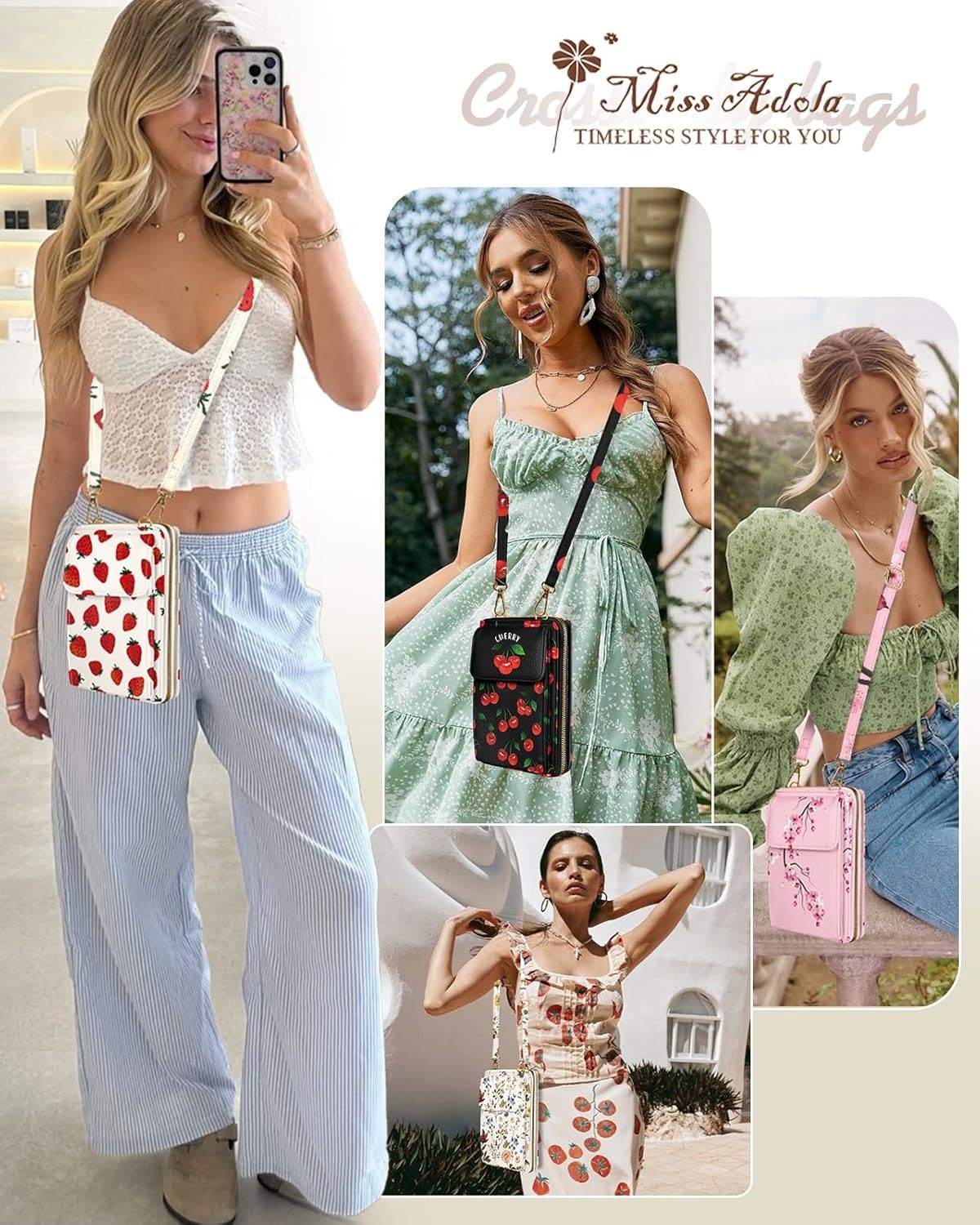 image:imageMiss Adola Cute Small Crossbody Purse Cell Phone Bags for Women Leather Cellphone Wallet Purse with Shoulder StrapCowBoy