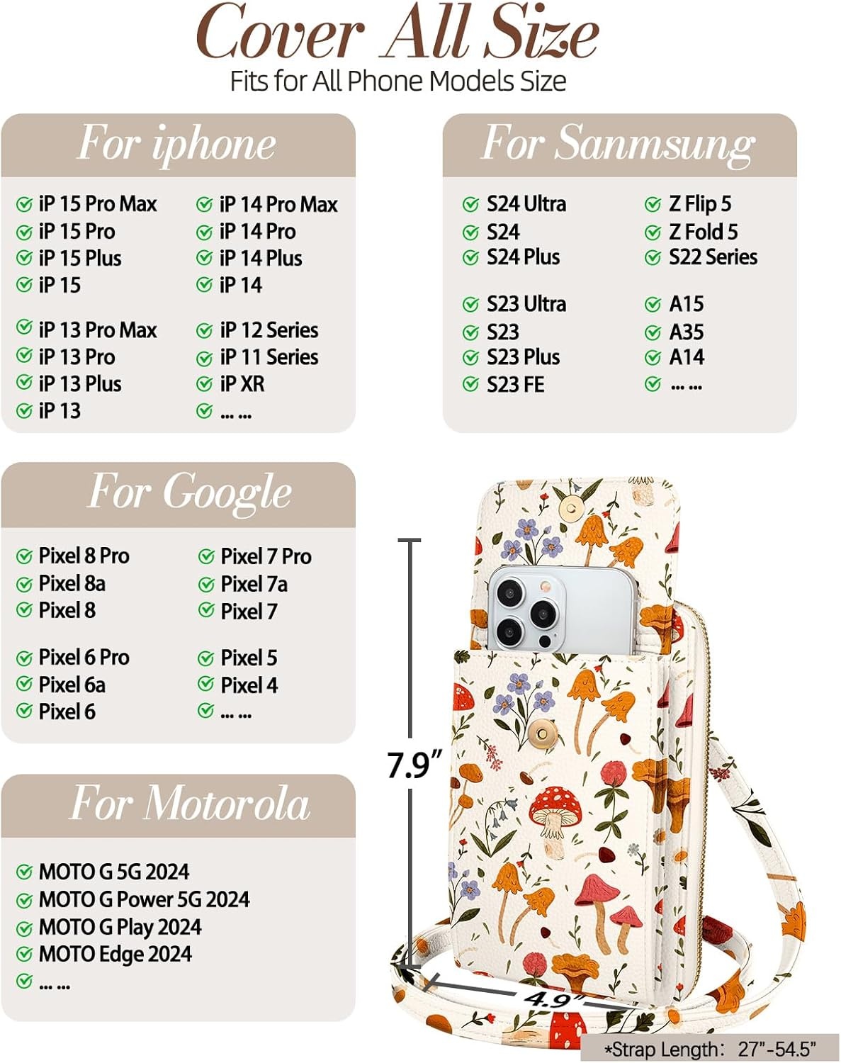 image:imageMiss Adola Cute Small Crossbody Purse Cell Phone Bags for Women Leather Cellphone Wallet Purse with Shoulder StrapMogu Grass