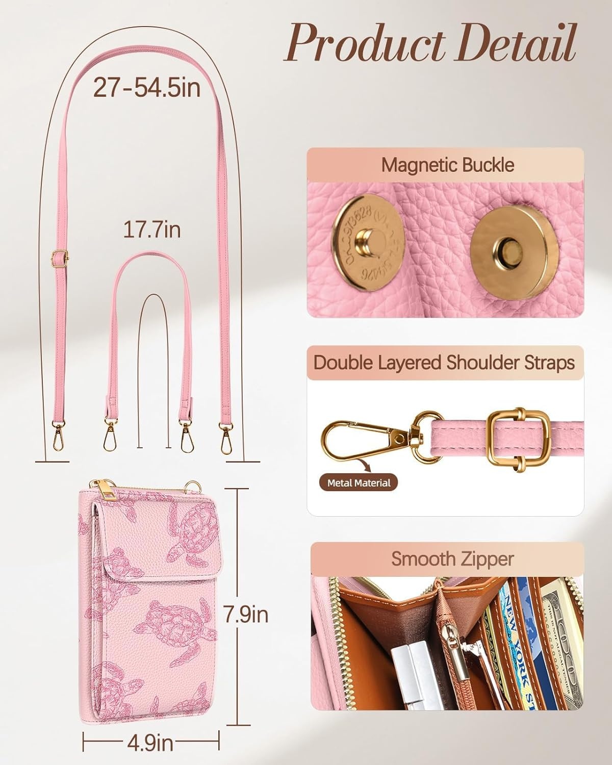 image:imageMiss Adola Cute Small Crossbody Purse Cell Phone Bags for Women Leather Cellphone Wallet Purse with Shoulder StrapSea Turtle