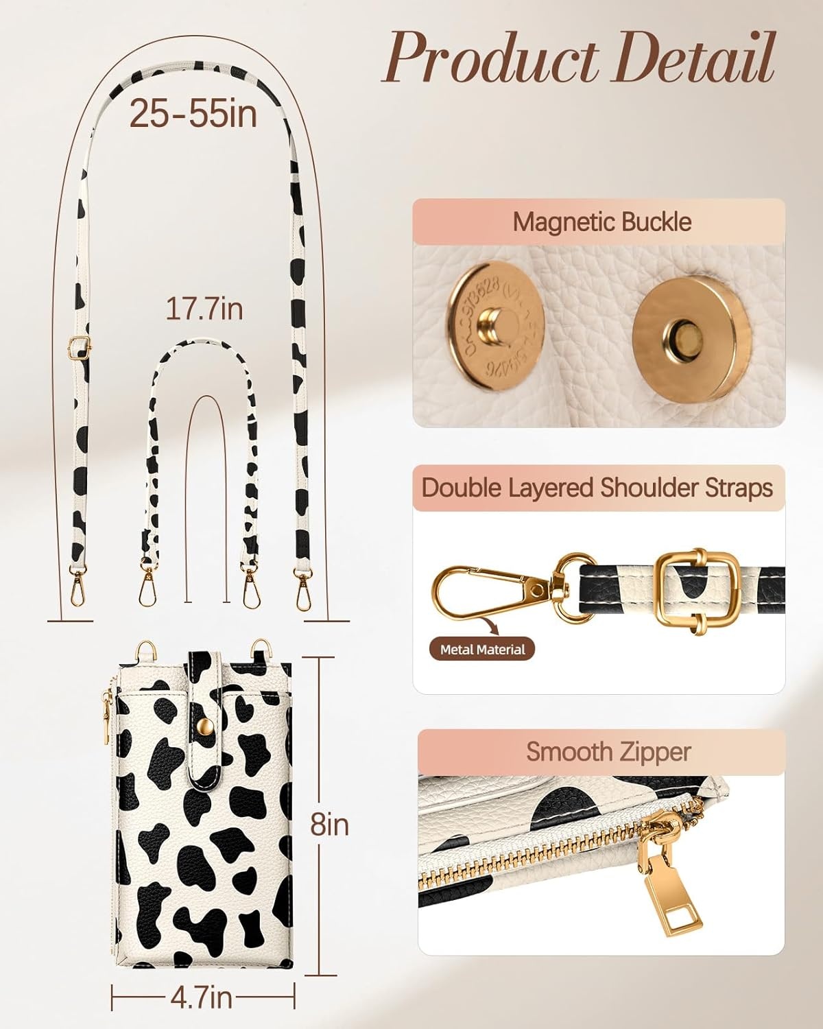 image:imageMiss Adola Phone Purse Crossbody Bags for Women Leather Small Cell Phone Wallet RFID Blocking with Card Slots amp Adjustable Strap Cute Designer Aesthetic Cross Body Bags Blue Line FlowerCow Pattern