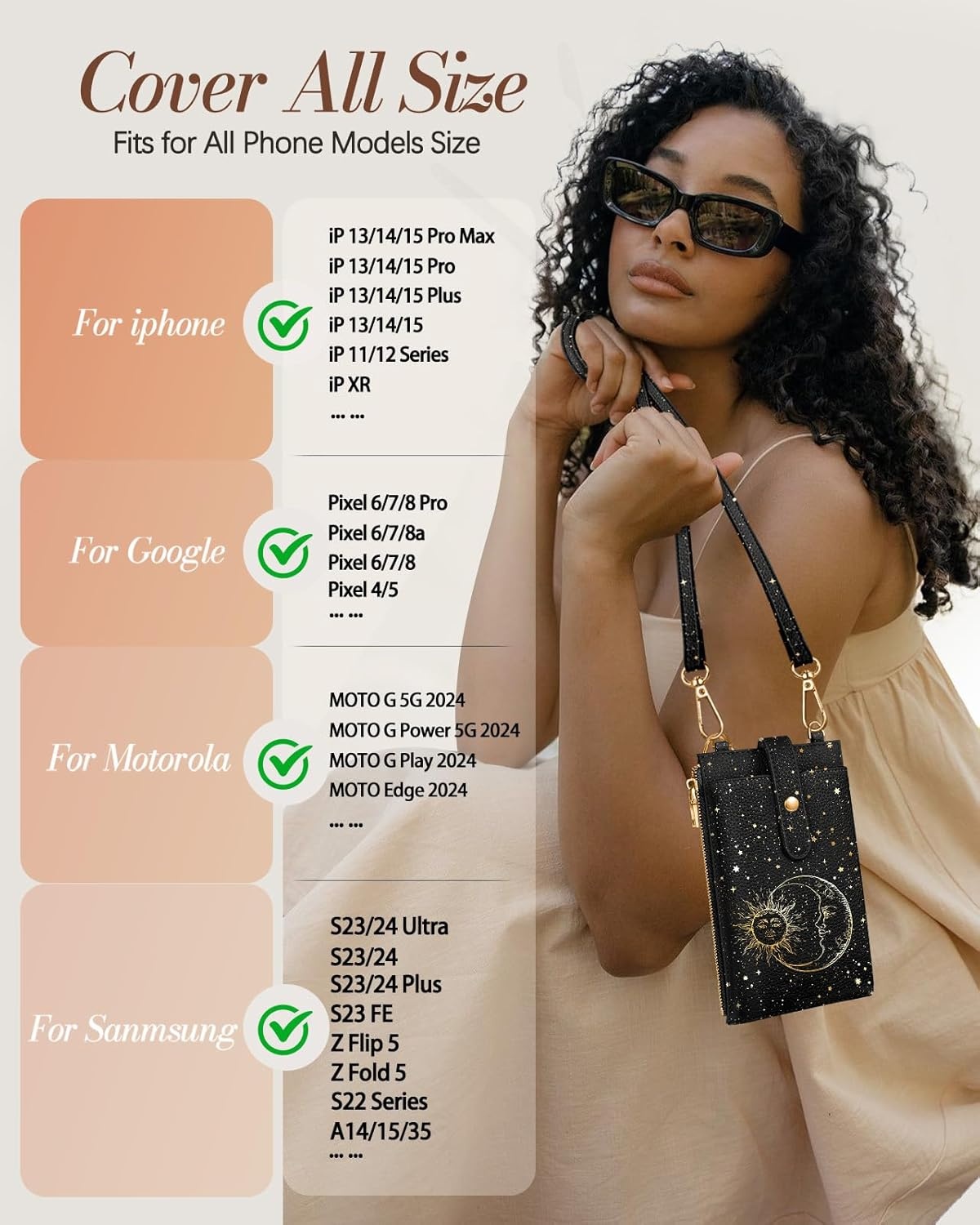 image:imageMiss Adola Phone Purse Crossbody Bags for Women Leather Small Cell Phone Wallet RFID Blocking with Card Slots amp Adjustable Strap Cute Designer Aesthetic Cross Body Bags Blue Line FlowerBlack Sun Moon