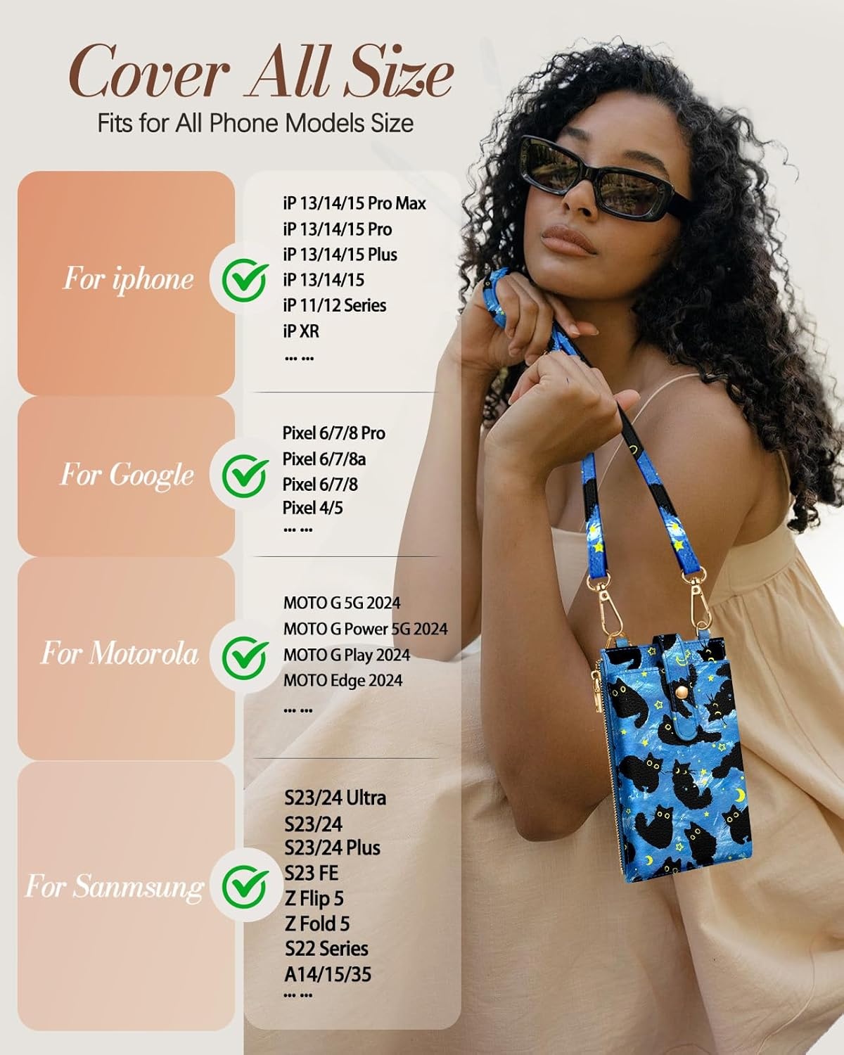 image:imageMiss Adola Phone Purse Crossbody Bags for Women Leather Small Cell Phone Wallet RFID Blocking with Card Slots amp Adjustable Strap Cute Designer Aesthetic Cross Body Bags Blue Line FlowerBlue Moon Cat