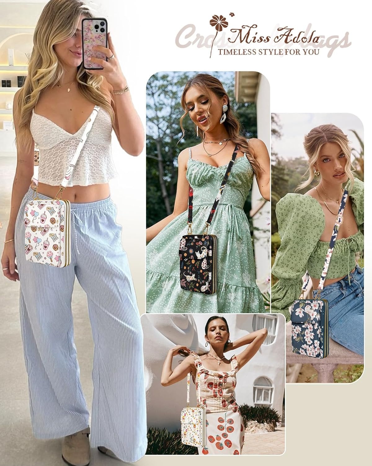 image:imageMiss Adola Phone Purse for Women Cute Small Crossbody Bags Cellphone Wallet with Adjustable Strap Zipper and Card SlotsCartoon