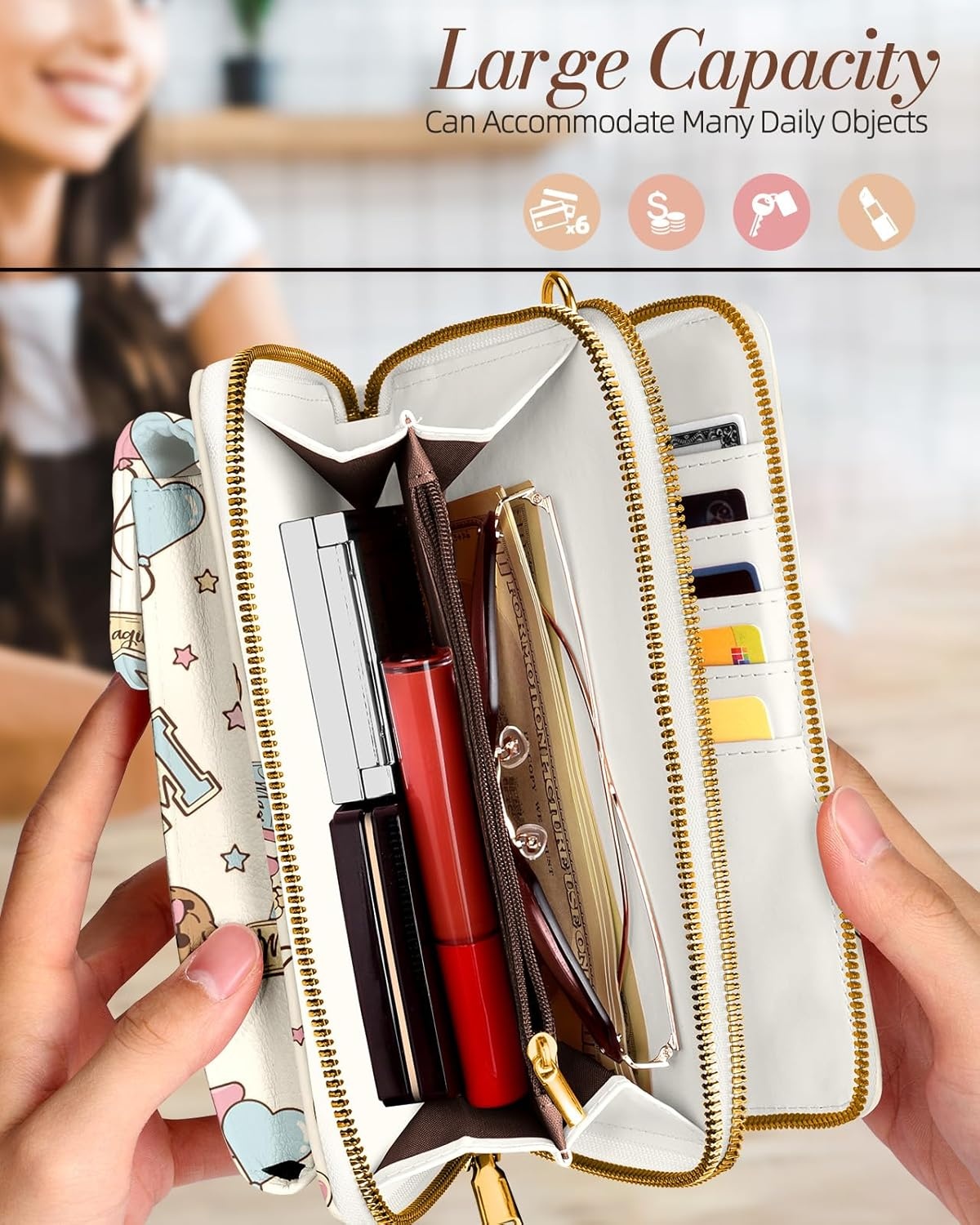 image:imageMiss Adola Phone Purse for Women Cute Small Crossbody Bags Cellphone Wallet with Adjustable Strap Zipper and Card SlotsCartoon