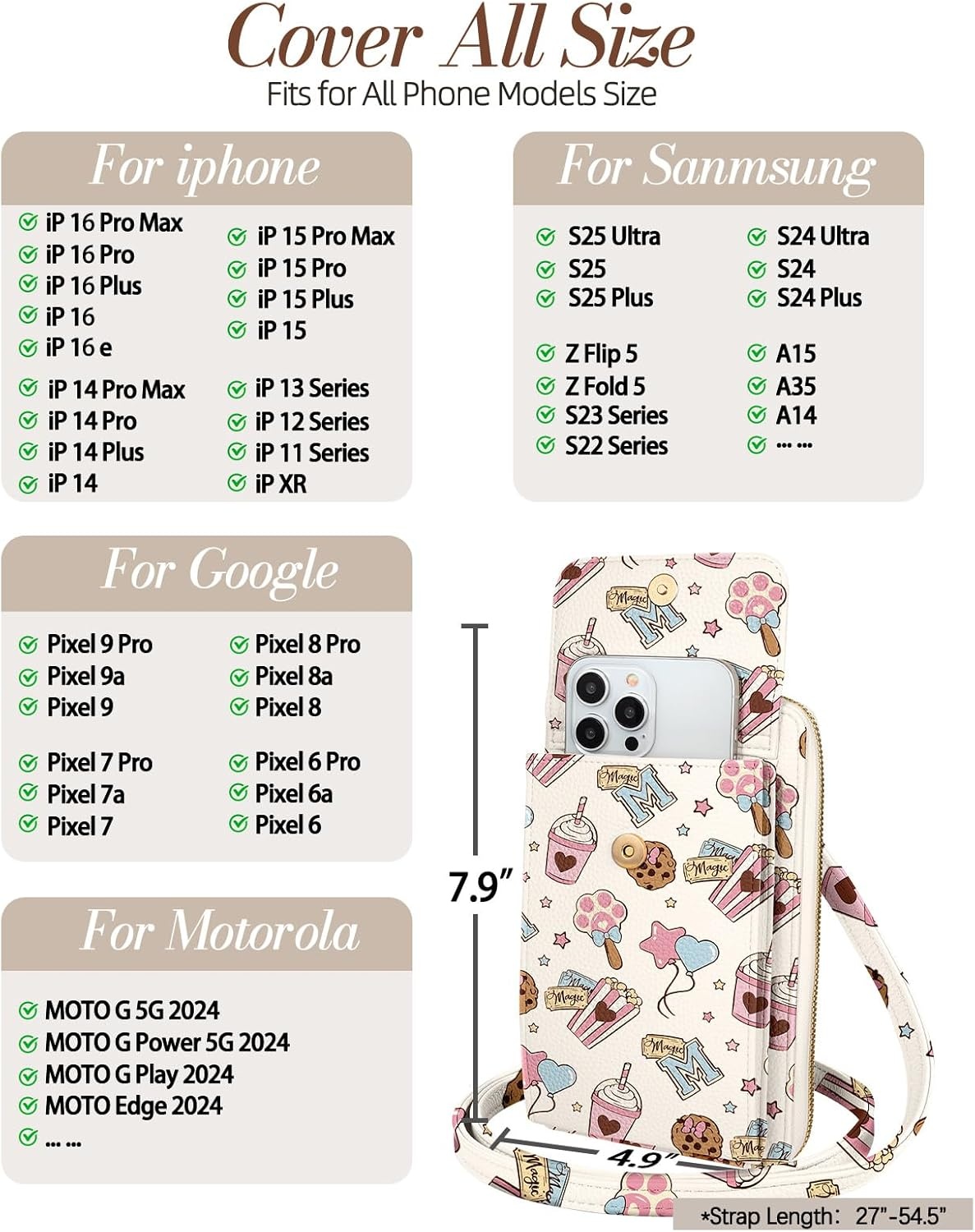 image:imageMiss Adola Phone Purse for Women Cute Small Crossbody Bags Cellphone Wallet with Adjustable Strap Zipper and Card SlotsCartoon