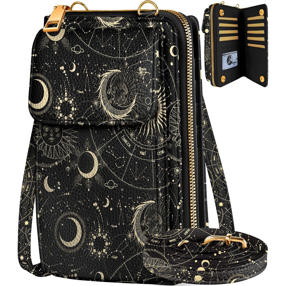 image:imageMiss Adola Cute Small Crossbody Purse Cell Phone Bags for Women Leather Cellphone Wallet Purse with Shoulder StrapConstellation