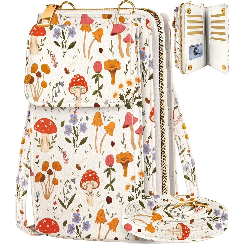 image:imageMiss Adola Cute Small Crossbody Purse Cell Phone Bags for Women Leather Cellphone Wallet Purse with Shoulder StrapMogu Grass