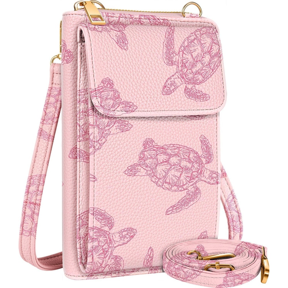 image:imageMiss Adola Cute Small Crossbody Purse Cell Phone Bags for Women Leather Cellphone Wallet Purse with Shoulder StrapSea Turtle