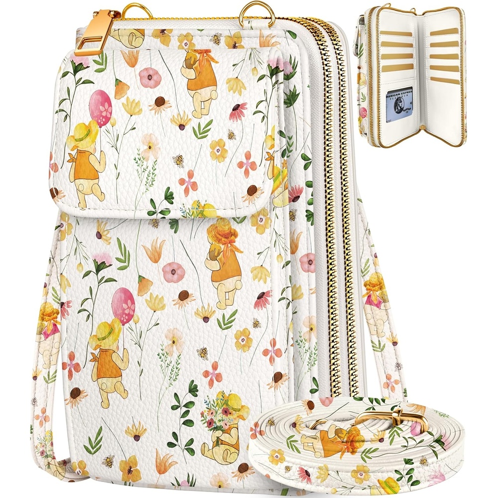 image:imageMiss Adola Phone Purse for Women Cute Small Crossbody Bags Cellphone Wallet with Adjustable Strap Zipper and Card SlotsFlower Bear