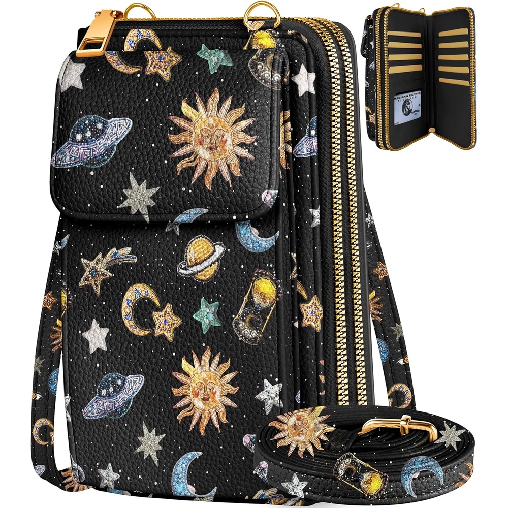 image:imageMiss Adola Phone Purse for Women Cute Small Crossbody Bags Cellphone Wallet with Adjustable Strap Zipper and Card SlotsSun Universe