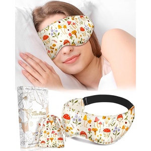 image:imageMiss Adola Cute Silk Weighted Eye Mask  Sleep Mask for Women Wife Mom for Sleeping Heat and Cold Lavender Mulberry Silk Eye Mask for Dry Eyes Ajustable with Drawstring Bag Blue FlowerPlant