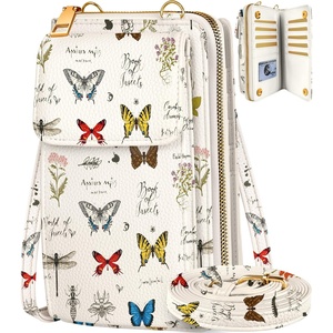 image:imageMiss Adola Cute Small Crossbody Purse Cell Phone Bags for Women  Leather Cellphone Wallet Purse with Shoulder StrapButterfly