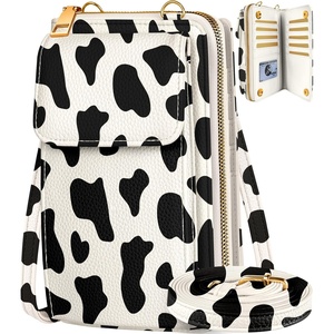 image:imageMiss Adola Cute Small Crossbody Purse Cell Phone Bags for Women  Leather Cellphone Wallet Purse with Shoulder StrapCow Print