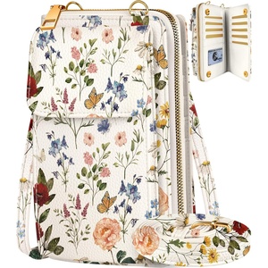 image:imageMiss Adola Cute Small Crossbody Purse Cell Phone Bags for Women  Leather Cellphone Wallet Purse with Shoulder StrapFloral Flower