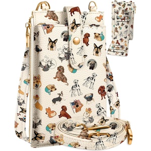 image:imageMiss Adola Phone Purse Crossbody Bags for Women  Leather Small Cell Phone Wallet RFID Blocking with Card Slots amp Adjustable Strap Cute Designer Aesthetic Cross Body Bags Blue Line FlowerDog Lover Girl