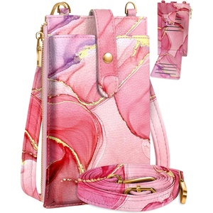 image:imageMiss Adola Phone Purse Crossbody Bags for Women  Leather Small Cell Phone Wallet RFID Blocking with Card Slots amp Adjustable Strap Cute Designer Aesthetic Cross Body Bags Blue Line FlowerPK Watercolor