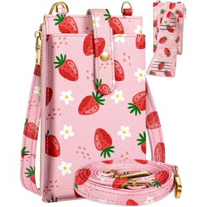 image:imageMiss Adola Phone Purse Crossbody Bags for Women  Leather Small Cell Phone Wallet RFID Blocking with Card Slots amp Adjustable Strap Cute Designer Aesthetic Cross Body Bags Blue Line FlowerFlower Strawberry