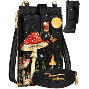 image:imageMiss Adola Phone Purse Crossbody Bags for Women  Leather Small Cell Phone Wallet RFID Blocking with Card Slots amp Adjustable Strap Cute Designer Aesthetic Cross Body Bags Blue Line FlowerMoon Mushroom
