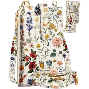 image:imageMiss Adola Phone Purse Crossbody Bags for Women  Leather Small Cell Phone Wallet RFID Blocking with Card Slots amp Adjustable Strap Cute Designer Aesthetic Cross Body Bags Blue Line FlowerVintage Flower