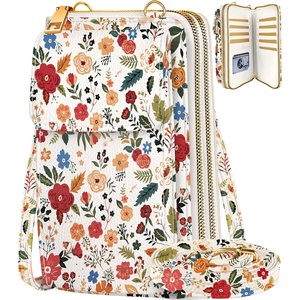 image:imageMiss Adola Phone Purse for Women  Cute Small Crossbody Bags Cellphone Wallet with Adjustable Strap Zipper and Card SlotsBeige Flower