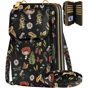 image:imageMiss Adola Phone Purse for Women  Cute Small Crossbody Bags Cellphone Wallet with Adjustable Strap Zipper and Card SlotsBlack Mushroom