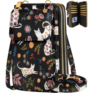 image:imageMiss Adola Phone Purse for Women  Cute Small Crossbody Bags Cellphone Wallet with Adjustable Strap Zipper and Card SlotsFlower Cats