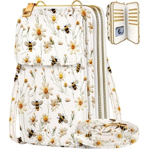 image:imageMiss Adola Phone Purse for Women  Cute Small Crossbody Bags Cellphone Wallet with Adjustable Strap Zipper and Card SlotsWhite Flower