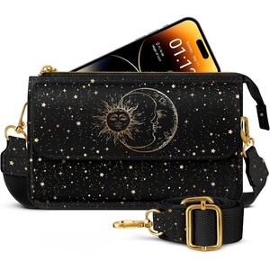 image:imageMiss Adola Small Crossbody Bag for Women Phone Purse Wallet  Leather Cellphone Purse Bag with Adjustable Shoulder StrapSun Moon