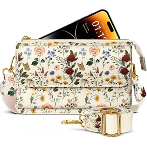 image:imageMiss Adola Small Crossbody Bag for Women Phone Purse Wallet  Leather Cellphone Purse Bag with Adjustable Shoulder StrapVintage Flower