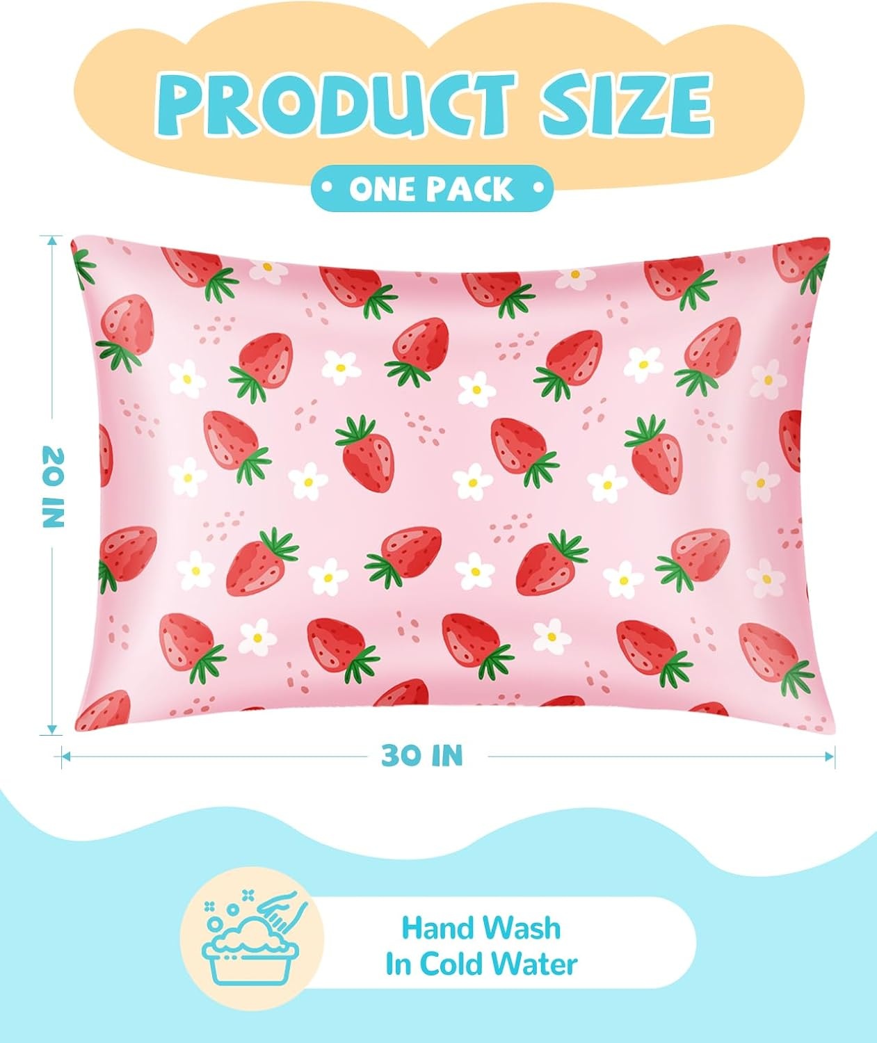 image:imageMiss Adola 1Pc Silk Pillowcase for Kids 30x20 Queen 19 Momme Mulberry Silk Pillow Case with Hidden Zipper for Hair and Skin Cute Cartoon for Toddlers Teens Boys Girls Pink Girl ShadowStrawberry