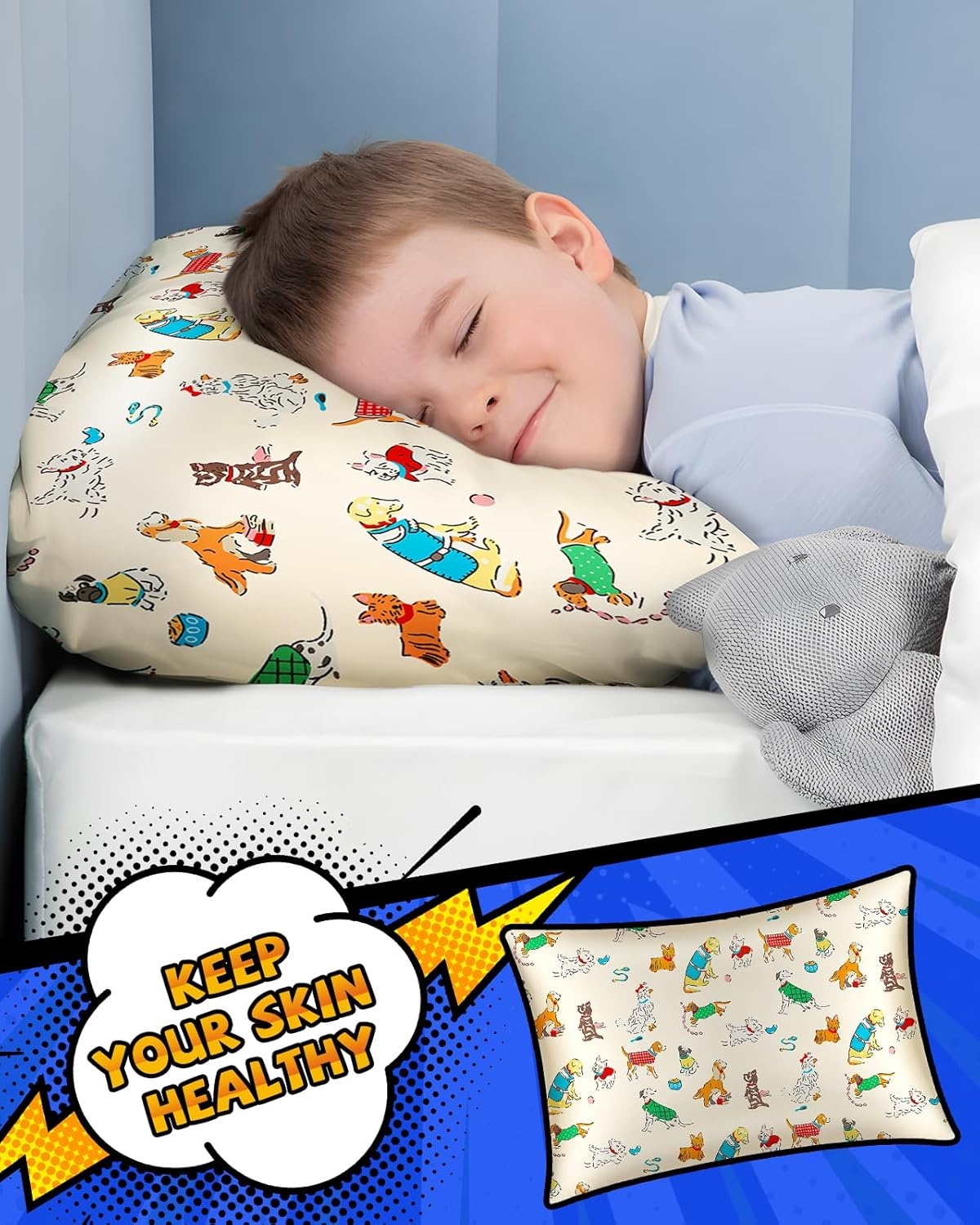 image:imageMiss Adola 1Pc Silk Pillowcase for Kids 30x20 Queen 19 Momme Mulberry Silk Pillow Case with Hidden Zipper for Hair and Skin Cute Cartoon for Toddlers Teens Boys Girls Pink Girl ShadowCartoon Puppy
