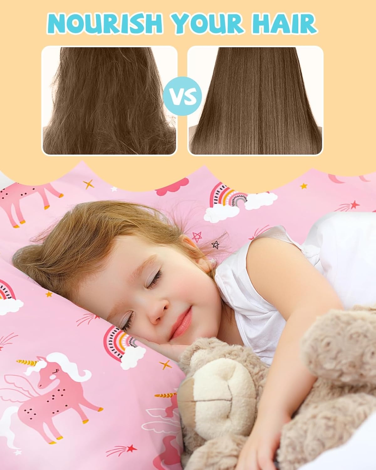 image:imageMiss Adola 1Pc Silk Pillowcase for Kids 30x20 Queen 19 Momme Mulberry Silk Pillow Case with Hidden Zipper for Hair and Skin Cute Cartoon for Toddlers Teens Boys Girls Pink Girl ShadowRainbow Unicorn