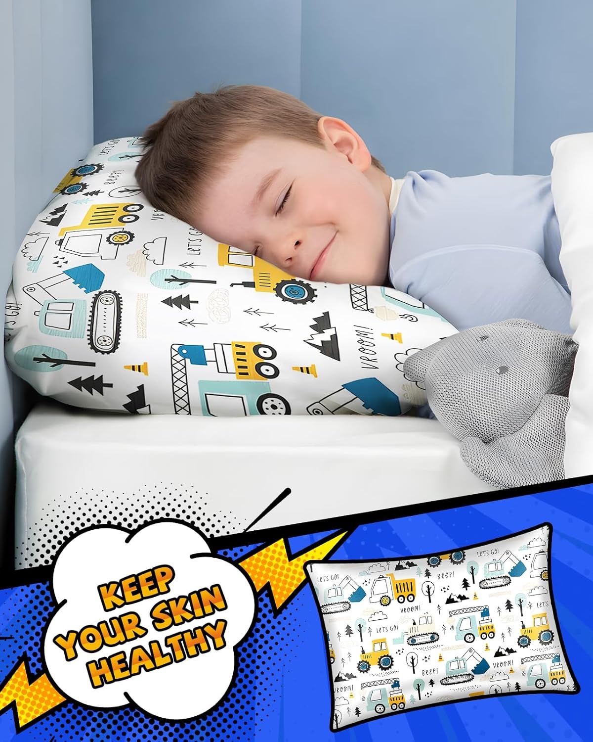 image:imageMiss Adola 1Pc Silk Pillowcase for Kids 30x20 Queen 19 Momme Mulberry Silk Pillow Case with Hidden Zipper for Hair and Skin Cute Cartoon for Toddlers Teens Boys Girls Pink Girl ShadowCar Element