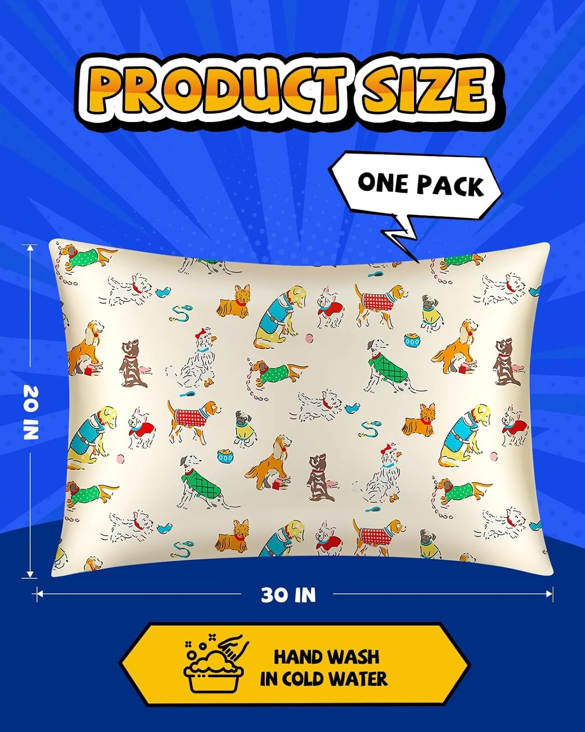 image:imageMiss Adola 1Pc Silk Pillowcase for Kids 30x20 Queen 19 Momme Mulberry Silk Pillow Case with Hidden Zipper for Hair and Skin Cute Cartoon for Toddlers Teens Boys Girls Pink Girl ShadowCartoon Puppy